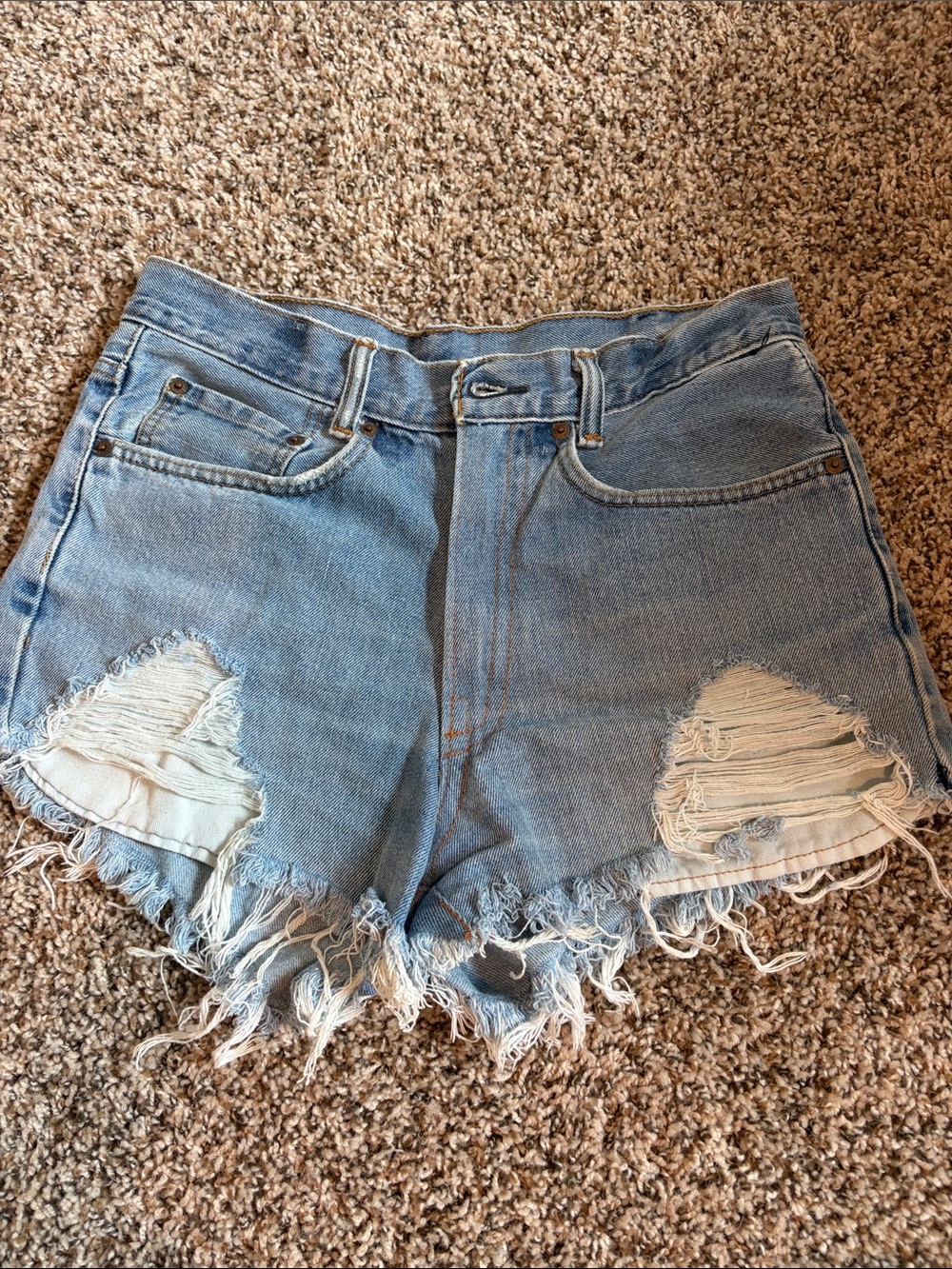 Levi's Light Blue Distressed Denim Cutoff Shorts